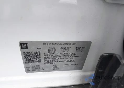 2019 Chevrolet Traverse Premier from USA, damaged, VIN 1GNERKKW8KJ320924